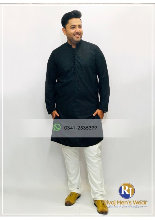 Black Chikenkari Kurta