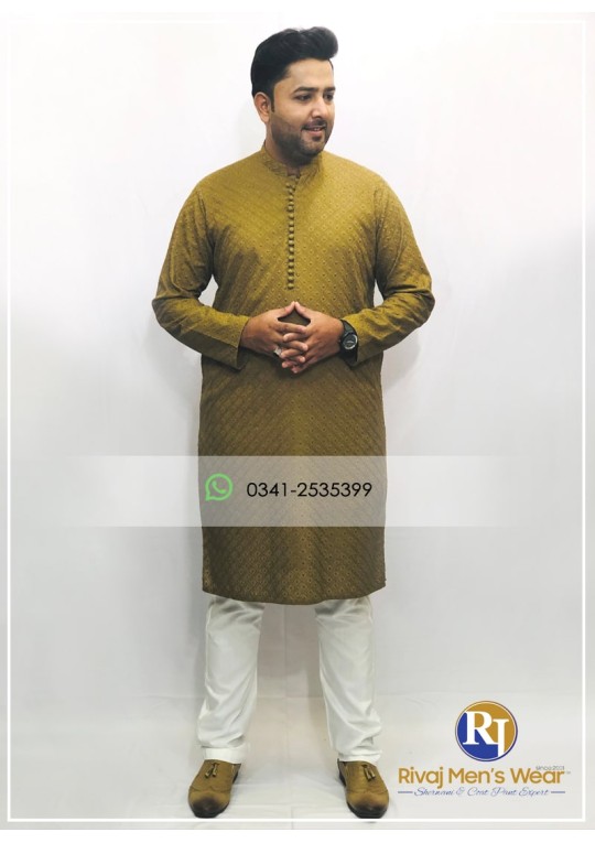 Mehendi Green Chikenkari Kurta