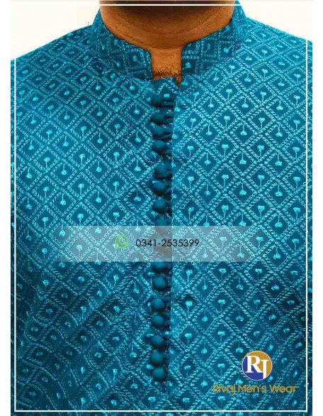 Rich Blue Chikenkari Kurta