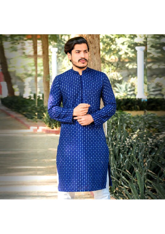  Blue galaxy embroidered kurta