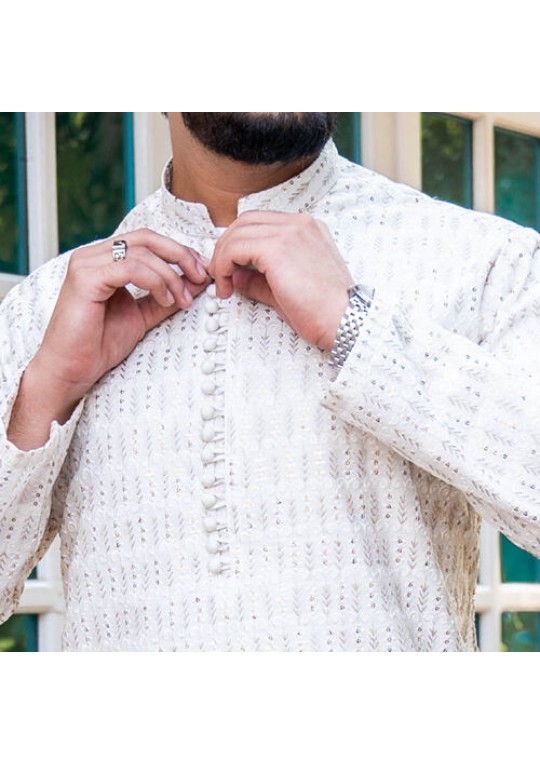 White gold embroidered kurta