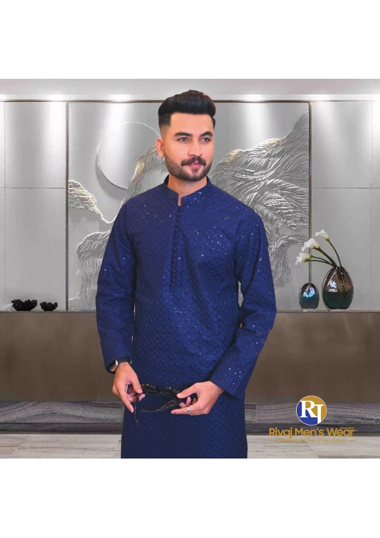 Blue Embroidered Kurta