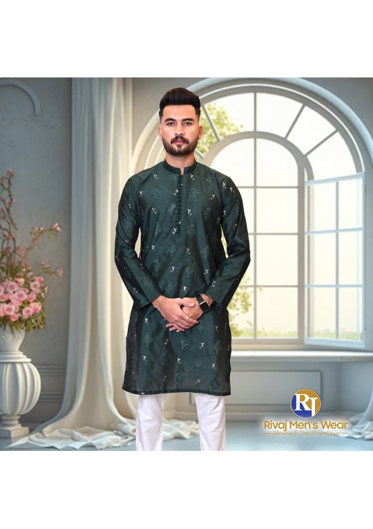 Silk Embroidered Kurta