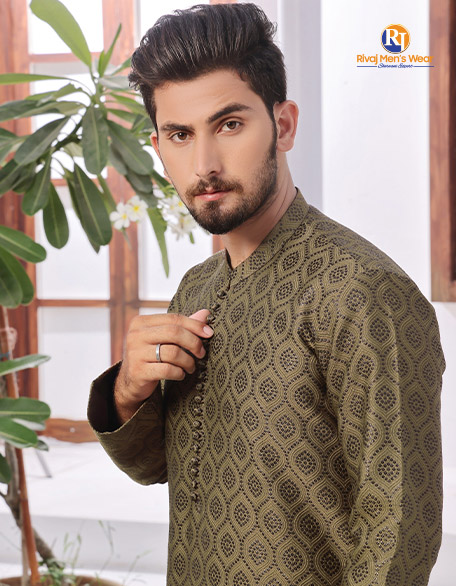 Olive Geometric Kurta