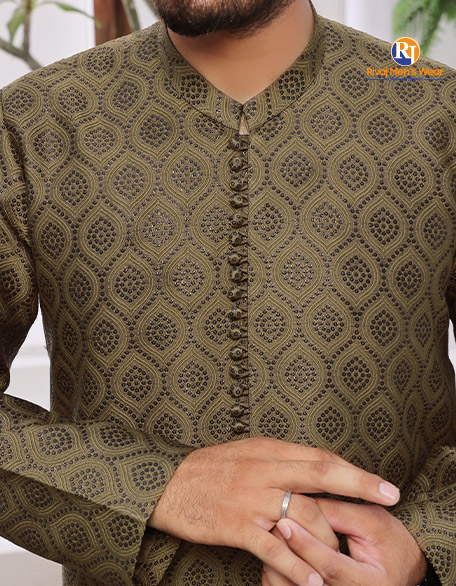 Olive Geometric Kurta