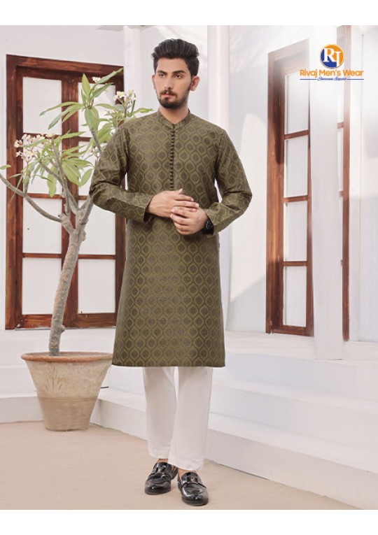 Olive Geometric Kurta