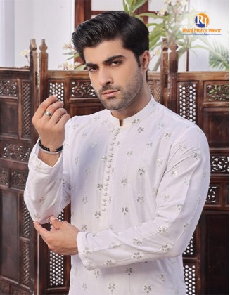 Silver Embroidered White Kurta