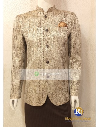 Fawn Brown Textured Jacquard Prince Coat