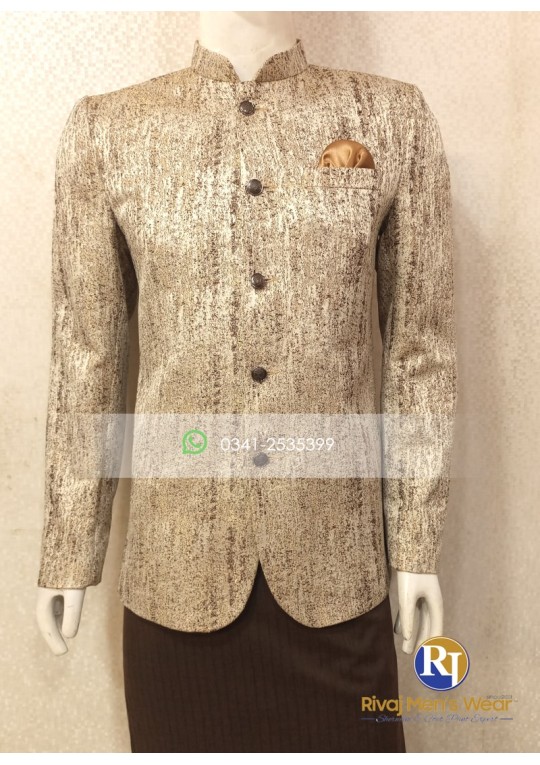 Fawn Brown Textured Jacquard Prince Coat