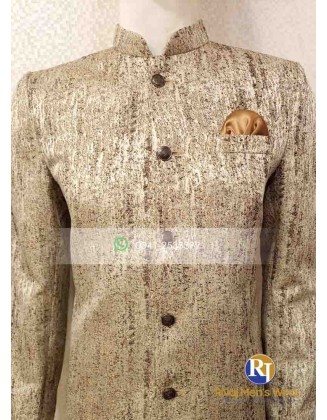 Fawn Brown Textured Jacquard Prince Coat