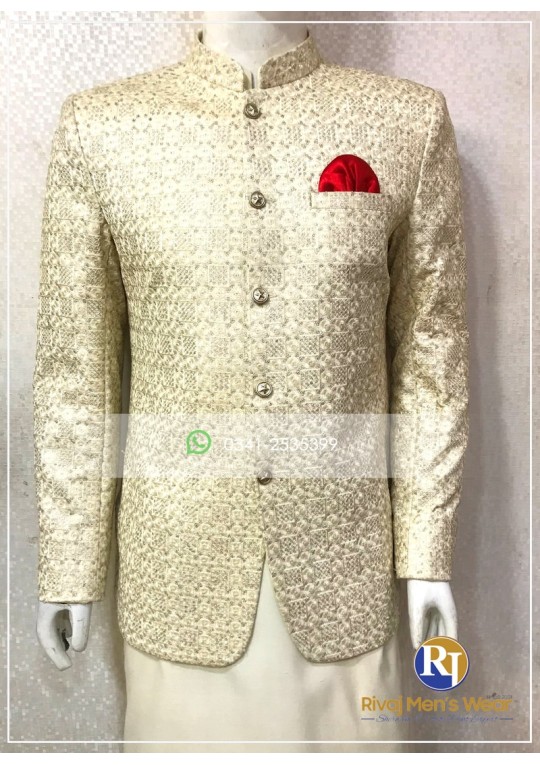 Light Golden Galaxy Embroidered Prince coat