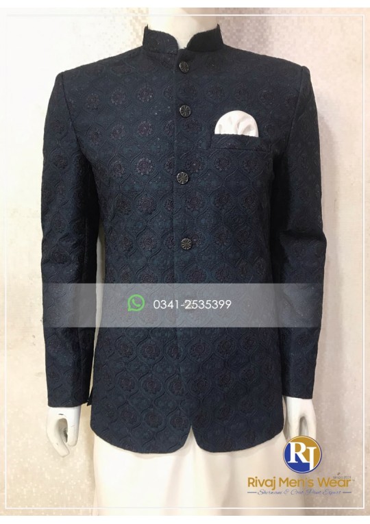 Zinc Blue Supreme Embroidered Prince Coat