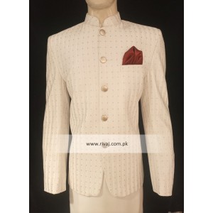 Off White Stripe Embroidered Prince Coat