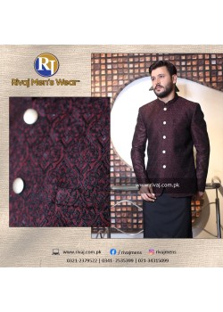 Maroon with Black Embroidered Fabric Prince Coat