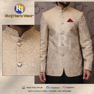 Golden Embroidered Fabric Prince Coat