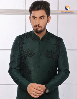 Emerald Green Embroidered Prince Coat