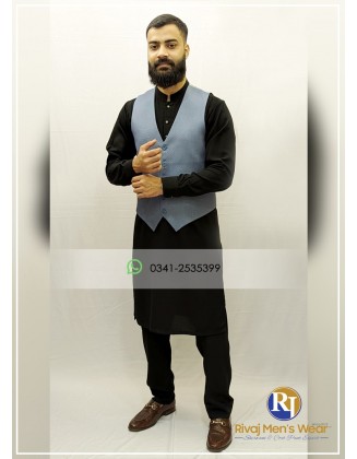 Light Blue Suiting V Style Waistcoat