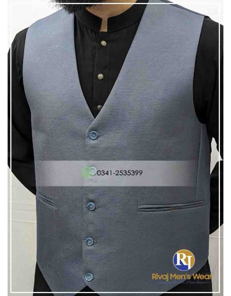 Light Blue Suiting V Style Waistcoat