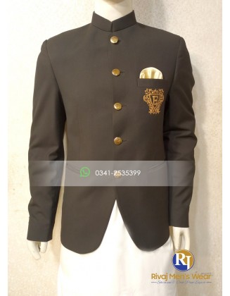 Black Suiting Fabric Logo Prince Coat