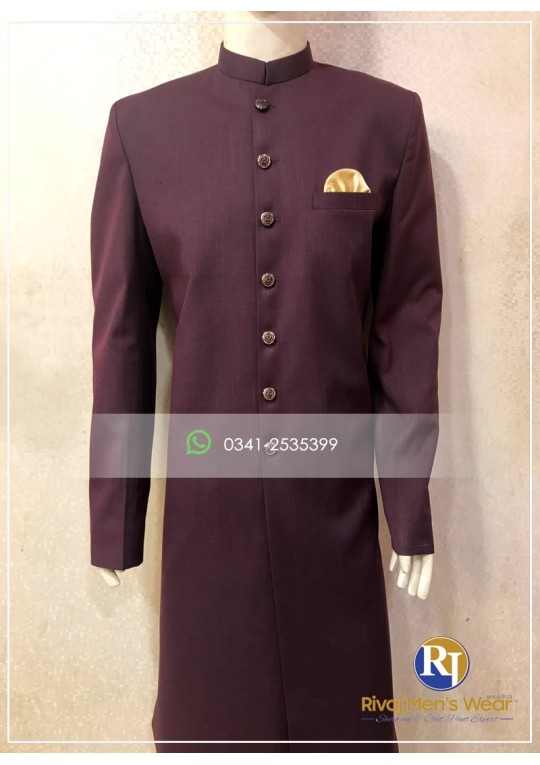 Magenta Tropical Suiting Sherwani