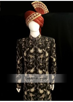 Black Fully Embroidered Sherwani