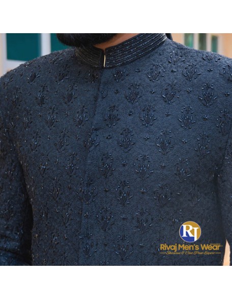 Black Handwork Embroidered Sherwani