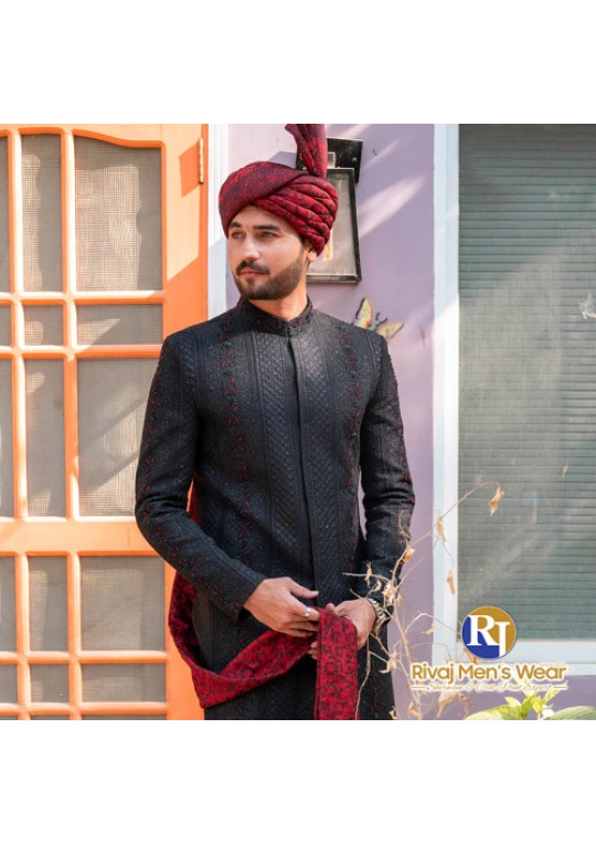 Maroon Elegance Sherwani