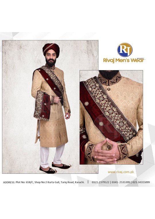 Golden Atlus Handwork Sherwani