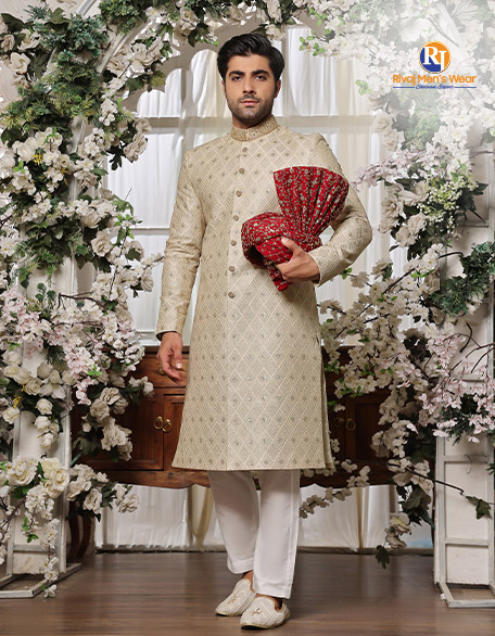 Premium Beige Traditional Sherwani