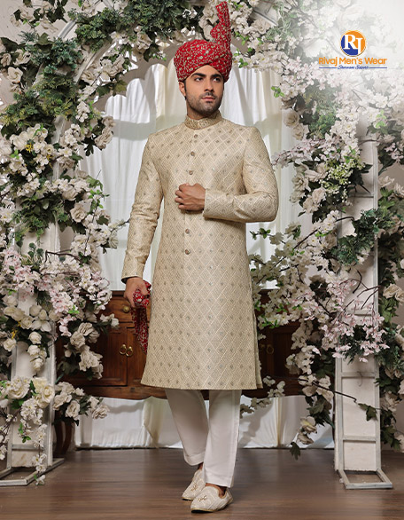 Premium Beige Traditional Sherwani