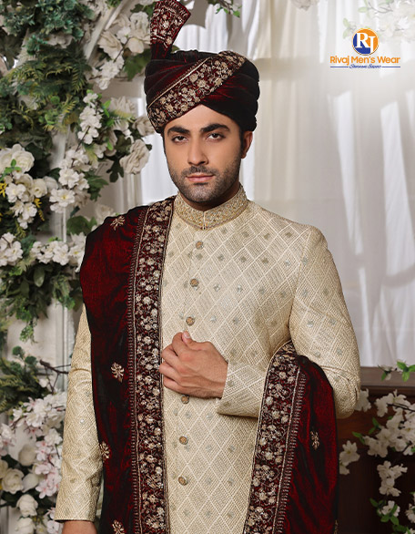 Premium Beige Traditional Sherwani