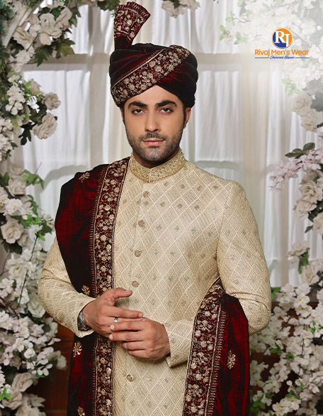 Premium Beige Traditional Sherwani