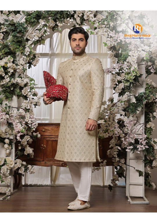 Premium Beige Traditional Sherwani