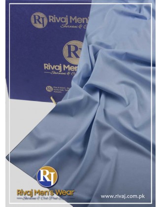 Light Blue Soft Blended Unstitched Fabric For Mens