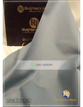 Bluish Grey Semi Toyobo Unstitched Fabric For Mens