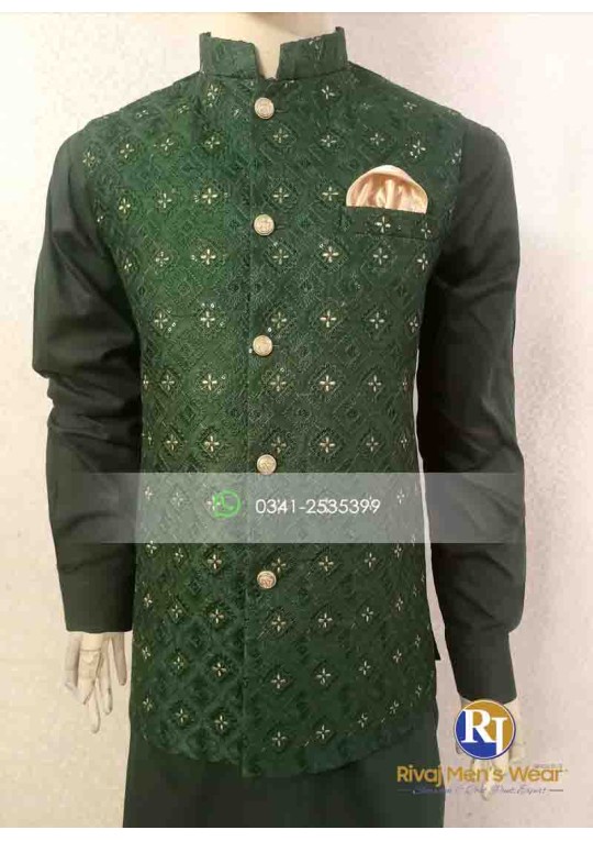 Green Embroidered Waistcoat