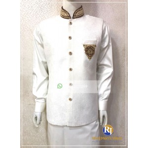 Offwhite Jacquard Handwork Waistcoat