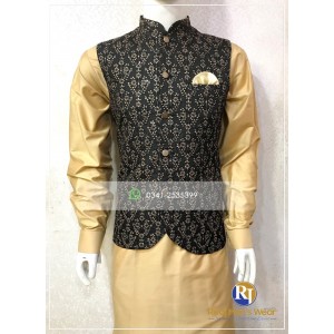 Black with Gold Galaxy Embroidered Waistcoat
