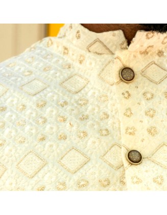 Cream Gold Embroidered waistcoat