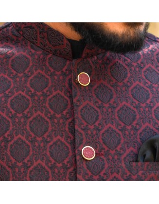 Mehroon Jacquard waistcoat