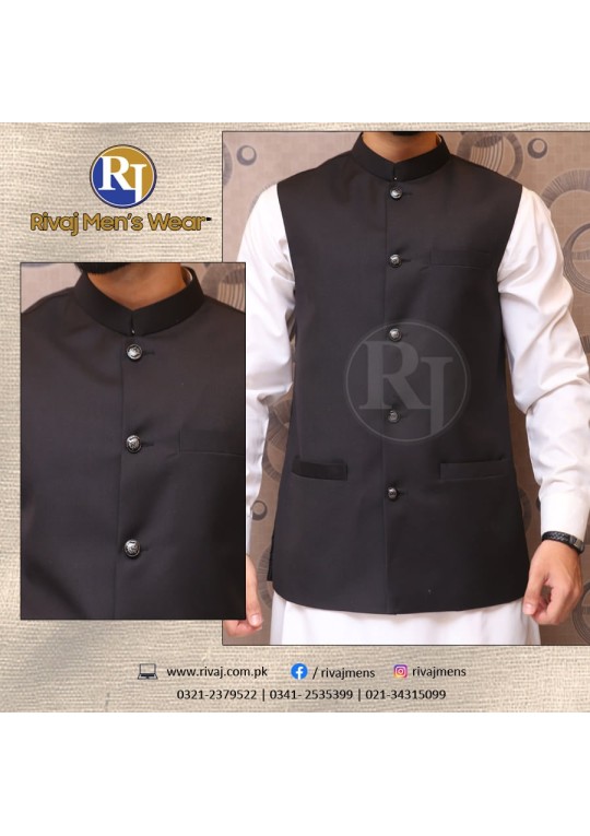 Black Suiting Fabric Waistcoat