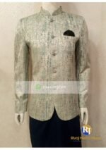 Light Green Textured Jacquard Prince Coat