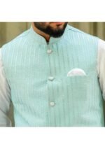 Jacquard Sky Blue Waistcoat