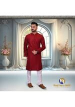 Red Embroidered Kurta