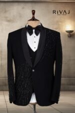 Black 3 Piece Stylish Coat Pant For Mens