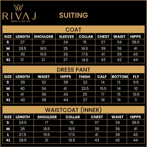 Rivaj Men'S Wear - Best Size Guide 6 In Karachi - Premium Wedding Wear Size Guide 6