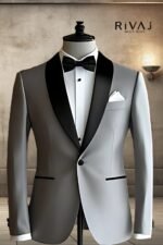 Silver Grey 2 Piece Coat Pant For Mens