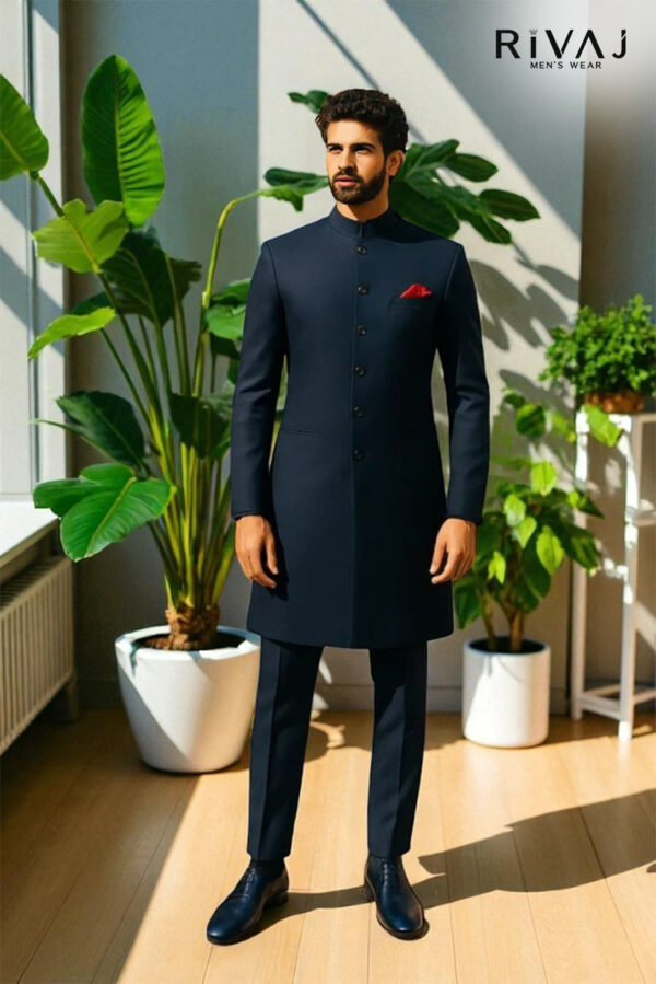 Navy Blue Modern Sherwani – Groom &Amp; Formal Wear