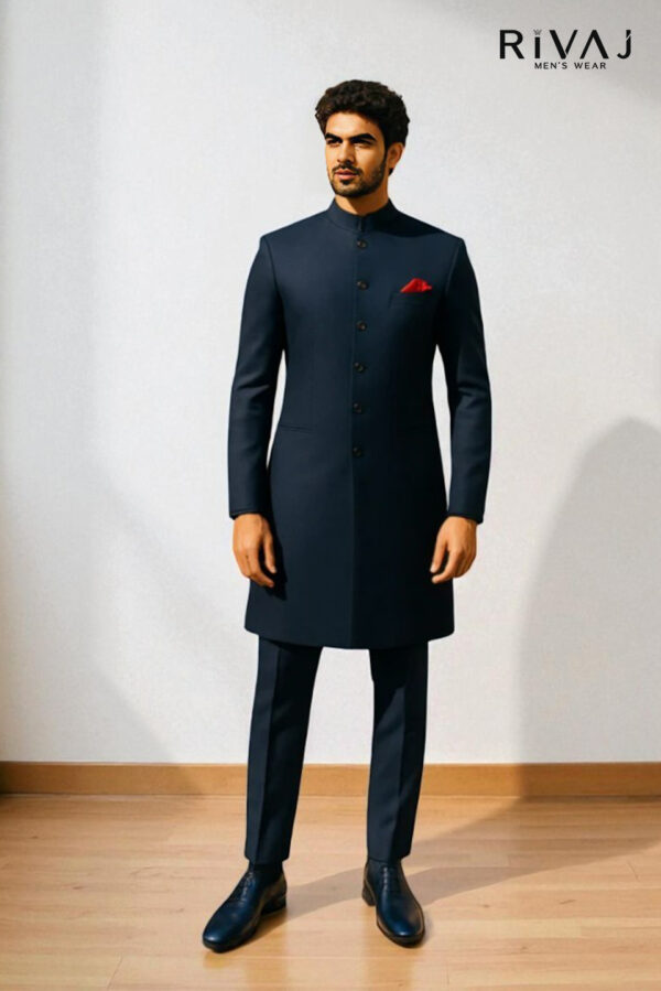 Navy Blue Modern Sherwani – Groom &Amp; Formal Wear