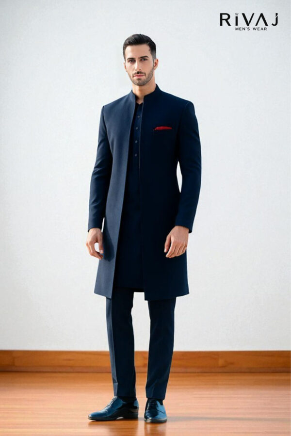 Navy Blue Open-Front Sherwani
